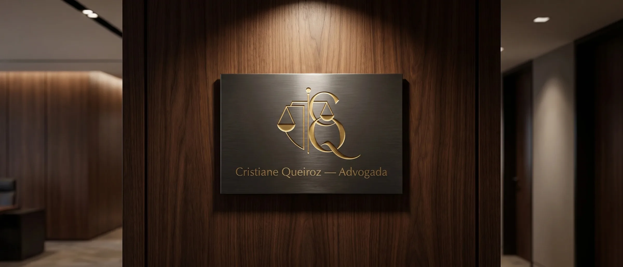Placa do escritório Cristiane Queiroz — Advogada